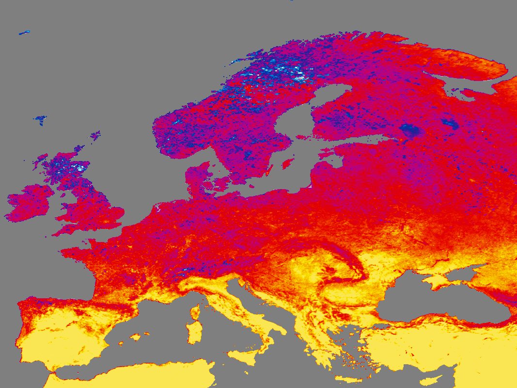 Una mappa delle temperature europee elaborata dalla Nasa. (Fotografia della Nasa)